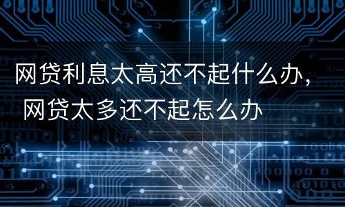 网贷利息太高还不起什么办， 网贷太多还不起怎么办