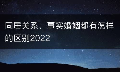 同居关系、事实婚姻都有怎样的区别2022