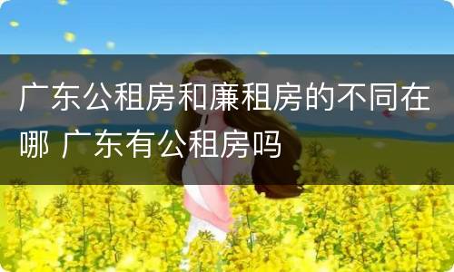 广东公租房和廉租房的不同在哪 广东有公租房吗