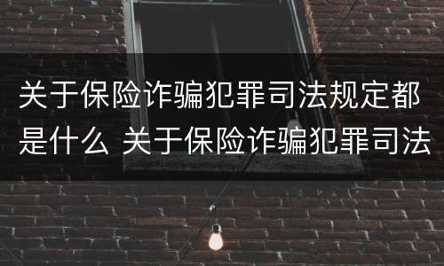 关于保险诈骗犯罪司法规定都是什么 关于保险诈骗犯罪司法规定都是什么意思