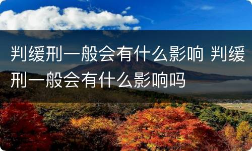 判缓刑一般会有什么影响 判缓刑一般会有什么影响吗