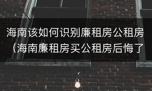 海南该如何识别廉租房公租房（海南廉租房买公租房后悔了）