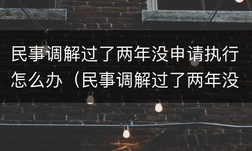 民事调解过了两年没申请执行怎么办（民事调解过了两年没申请执行怎么办理）