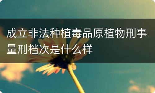 成立非法种植毒品原植物刑事量刑档次是什么样