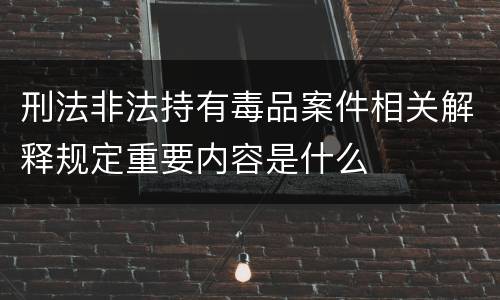 刑法非法持有毒品案件相关解释规定重要内容是什么