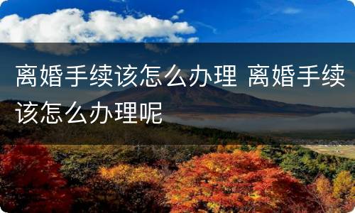 离婚手续该怎么办理 离婚手续该怎么办理呢