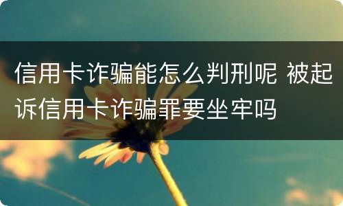 信用卡诈骗能怎么判刑呢 被起诉信用卡诈骗罪要坐牢吗