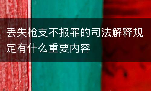 丢失枪支不报罪的司法解释规定有什么重要内容