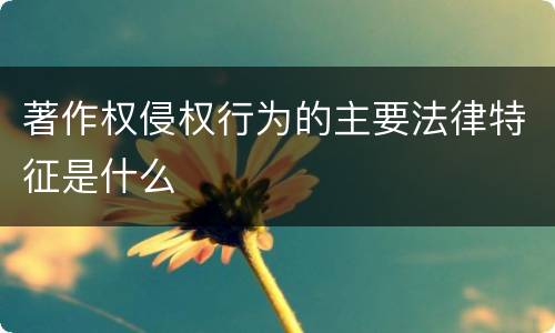 著作权侵权行为的主要法律特征是什么