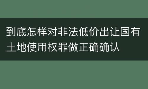 到底怎样对非法低价出让国有土地使用权罪做正确确认