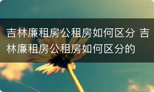 吉林廉租房公租房如何区分 吉林廉租房公租房如何区分的