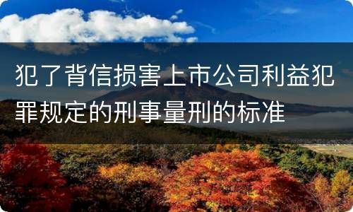 犯了背信损害上市公司利益犯罪规定的刑事量刑的标准