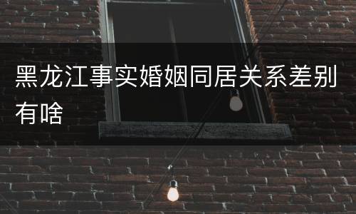 黑龙江事实婚姻同居关系差别有啥