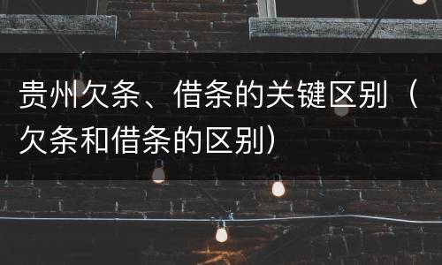 贵州欠条、借条的关键区别（欠条和借条的区别）