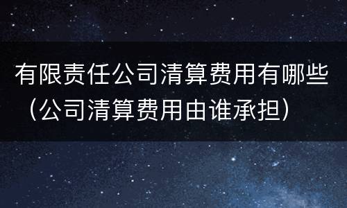 有限责任公司清算费用有哪些（公司清算费用由谁承担）