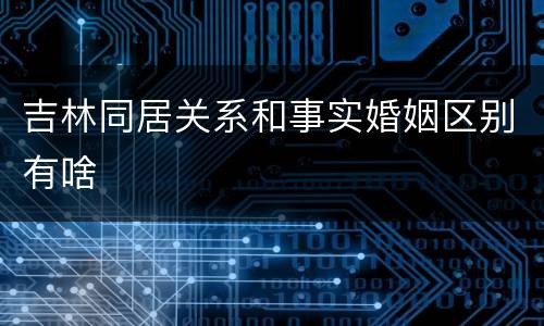 吉林同居关系和事实婚姻区别有啥