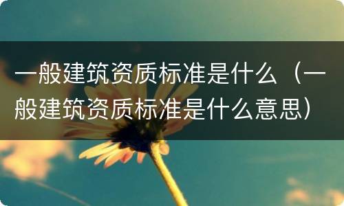一般建筑资质标准是什么（一般建筑资质标准是什么意思）