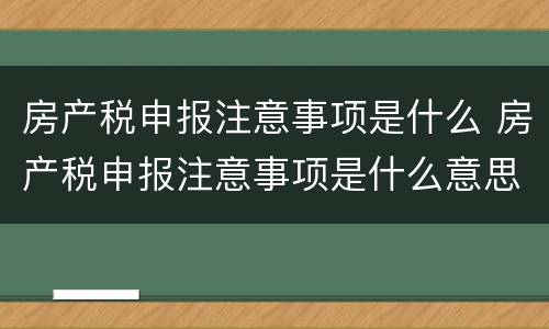 房产税申报注意事项是什么 房产税申报注意事项是什么意思