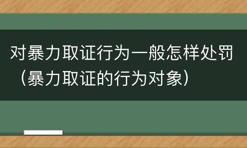 对暴力取证行为一般怎样处罚（暴力取证的行为对象）
