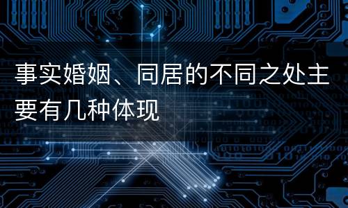 事实婚姻、同居的不同之处主要有几种体现