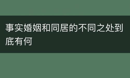 事实婚姻和同居的不同之处到底有何