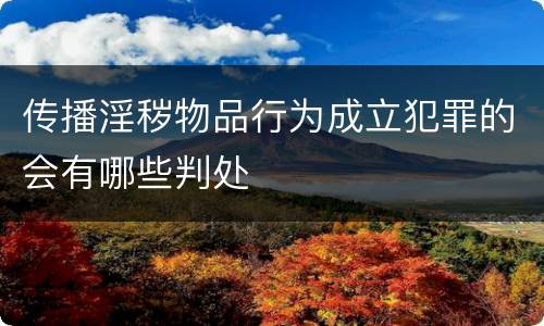 传播淫秽物品行为成立犯罪的会有哪些判处