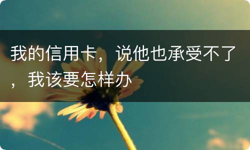 我的信用卡，说他也承受不了，我该要怎样办