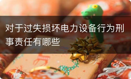 对于过失损坏电力设备行为刑事责任有哪些