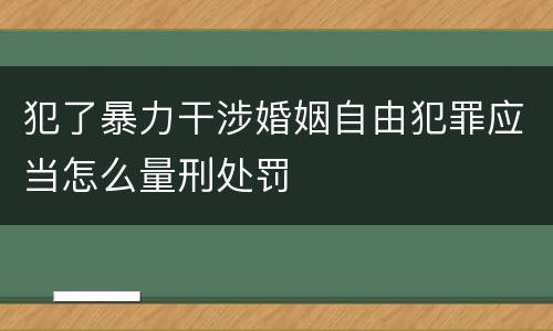 犯了暴力干涉婚姻自由犯罪应当怎么量刑处罚