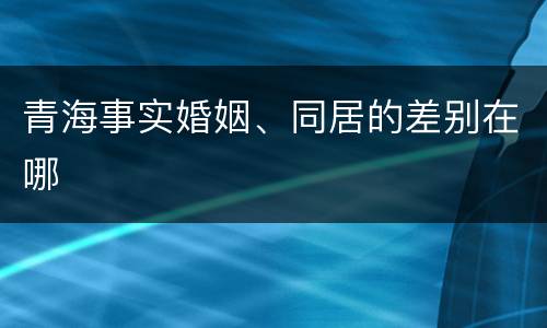 青海事实婚姻、同居的差别在哪
