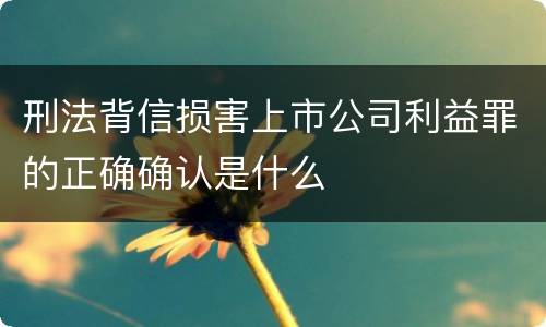 刑法背信损害上市公司利益罪的正确确认是什么