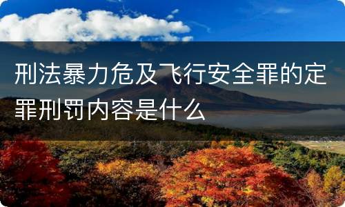 刑法暴力危及飞行安全罪的定罪刑罚内容是什么