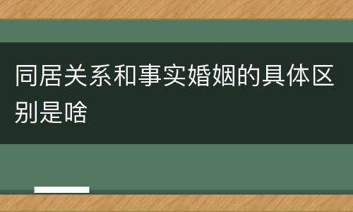 同居关系和事实婚姻的具体区别是啥