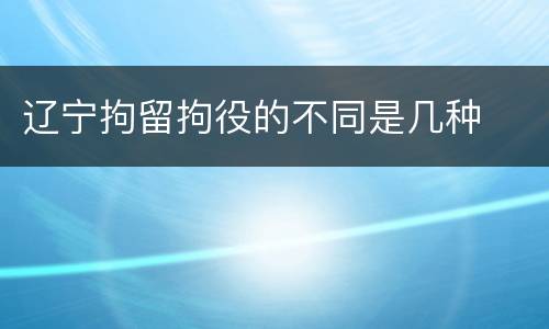 辽宁拘留拘役的不同是几种