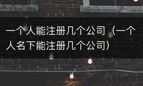 一个人能注册几个公司（一个人名下能注册几个公司）