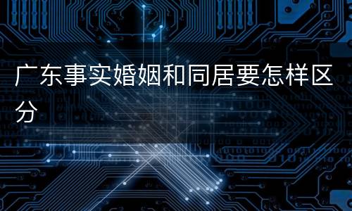 广东事实婚姻和同居要怎样区分