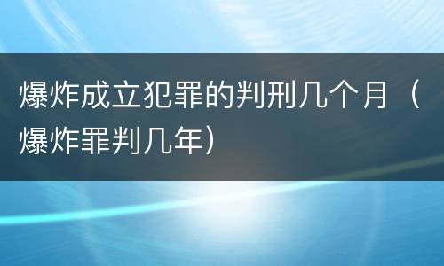 爆炸成立犯罪的判刑几个月（爆炸罪判几年）