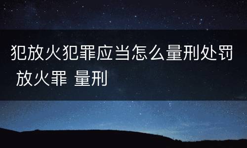 犯放火犯罪应当怎么量刑处罚 放火罪 量刑