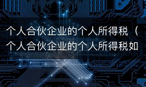 个人合伙企业的个人所得税（个人合伙企业的个人所得税如何核定）