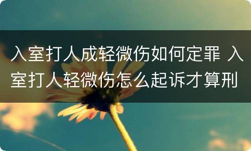 入室打人成轻微伤如何定罪 入室打人轻微伤怎么起诉才算刑事案件