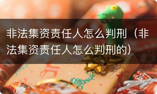 非法集资责任人怎么判刑（非法集资责任人怎么判刑的）