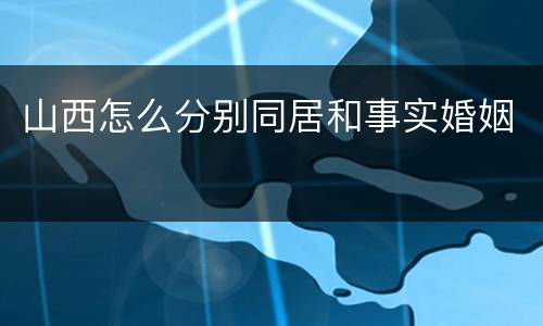 山西怎么分别同居和事实婚姻