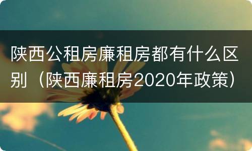 陕西公租房廉租房都有什么区别（陕西廉租房2020年政策）