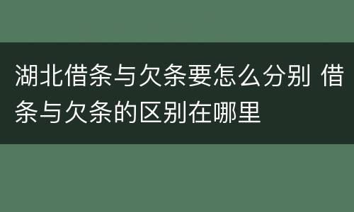 湖北借条与欠条要怎么分别 借条与欠条的区别在哪里