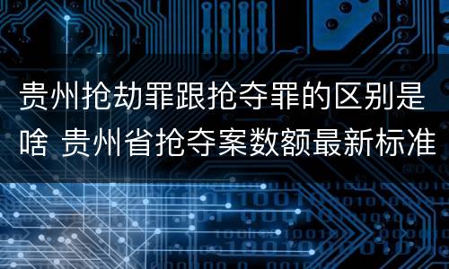 贵州抢劫罪跟抢夺罪的区别是啥 贵州省抢夺案数额最新标准