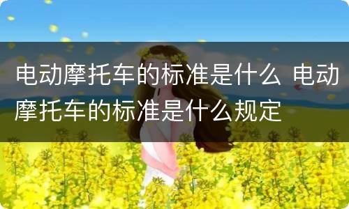 电动摩托车的标准是什么 电动摩托车的标准是什么规定