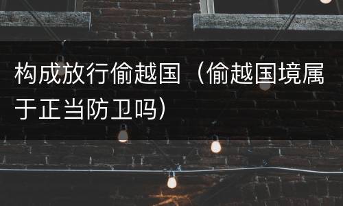 构成放行偷越国（偷越国境属于正当防卫吗）