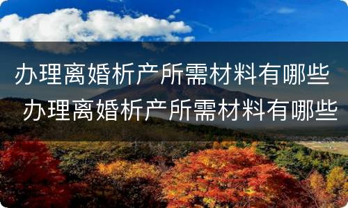 办理离婚析产所需材料有哪些 办理离婚析产所需材料有哪些东西