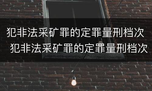 犯非法采矿罪的定罪量刑档次 犯非法采矿罪的定罪量刑档次是多少