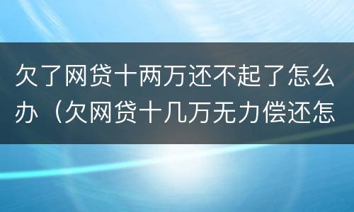 欠了网贷十两万还不起了怎么办（欠网贷十几万无力偿还怎么办）